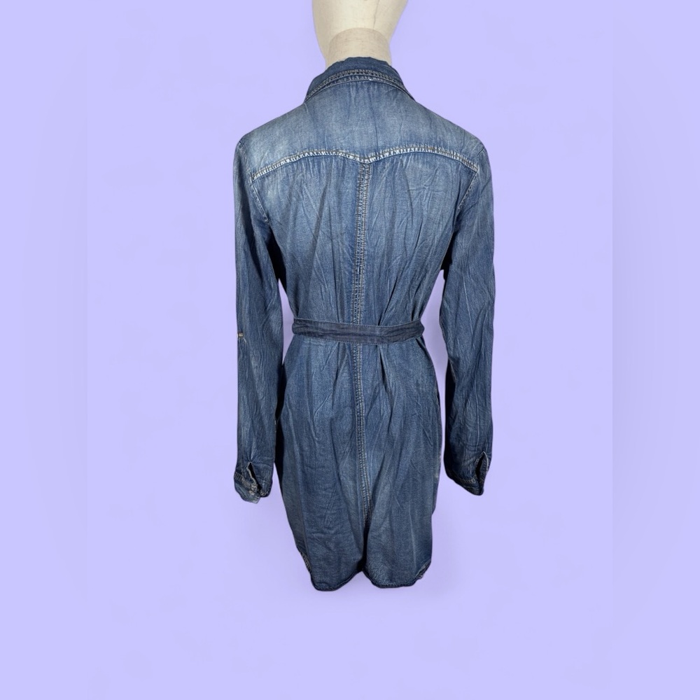 Denim Casual Blue Long Sleeve Dress - Picture 5 of 10